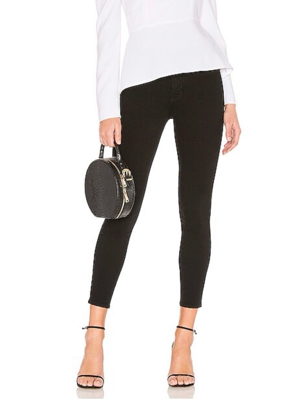 L'AGENCE Margot High-Rise Cropped Stretch Jeans in Noir